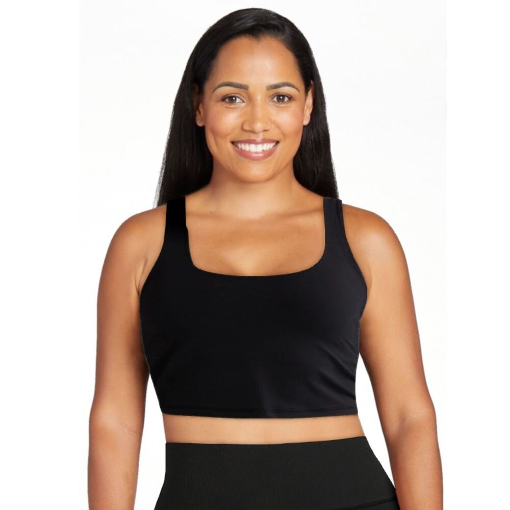 Avia Women's Large SoftSculpt Longline Sports Bra Black Activewear Ultra Soft